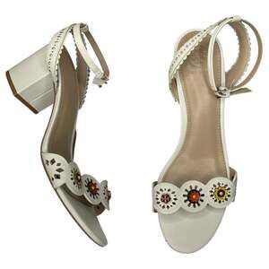 Tory Burch Women's Sandals Size 8 Marguerite Perforated Slingback Ivory White